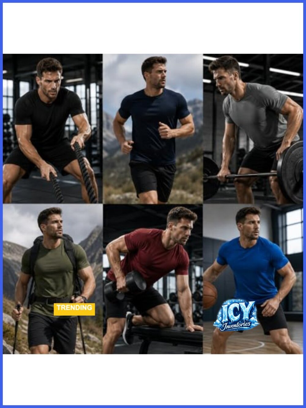 5 Pack Mesh Fast Dry Gym T-Shirts Moisture Wicking Workout Tees - Picture 5 of 6